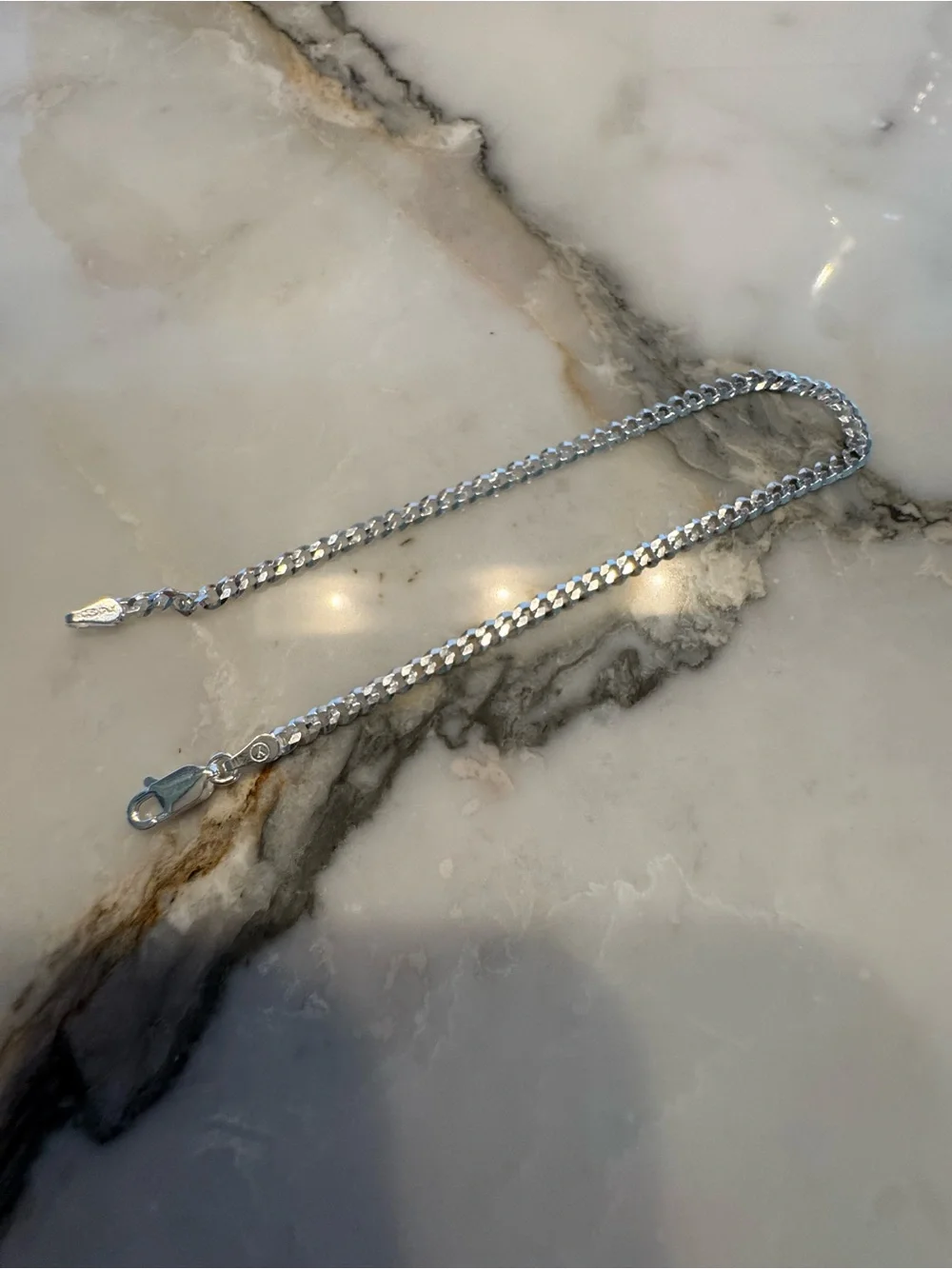 Sterling Silver Italian Made Cuban Chain Bracelet - 8 inch